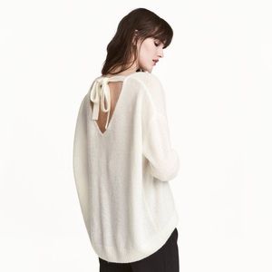 NWT H&M cream open tie back knit sweater